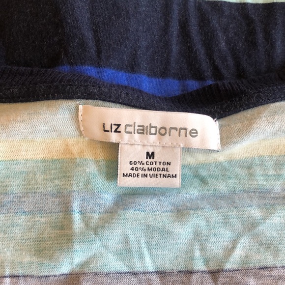 Liz Claiborne shirt w/ scoop neck & stripes. Sz M - Picture 4 of 5